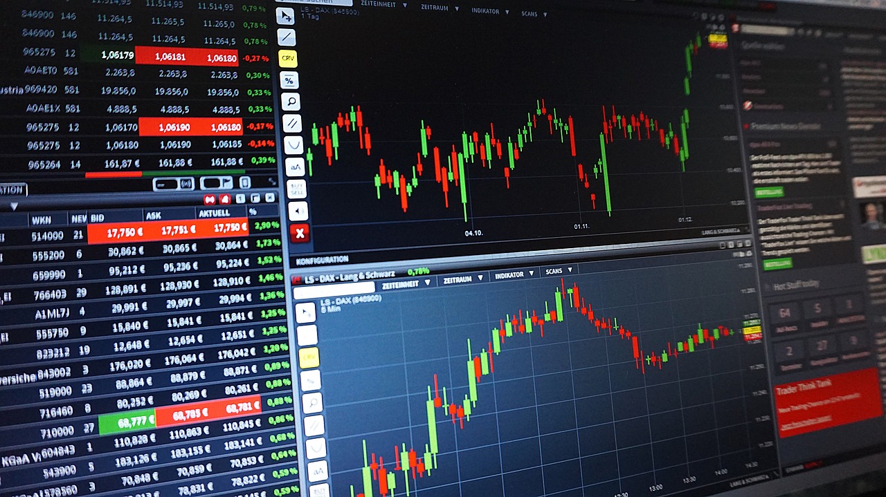 Charts, tickers, traders - Chart with stocks and commodities by Pix1861 via Pixabay